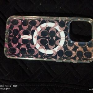 Coach Clear Glitter Logo MagSafe Phone Case - Pink